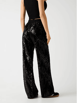 Calças com Latejoulas e Veludo Preto - Guess