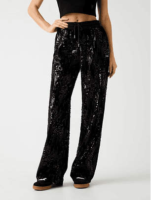 Calças com Latejoulas e Veludo Preto - Guess