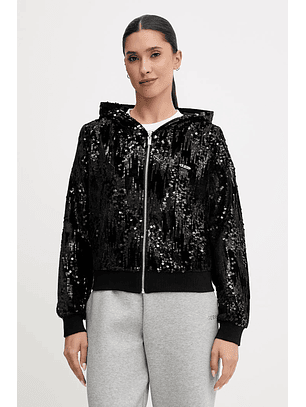 Casaco com Latejoulas e Veludo Preto - Guess 