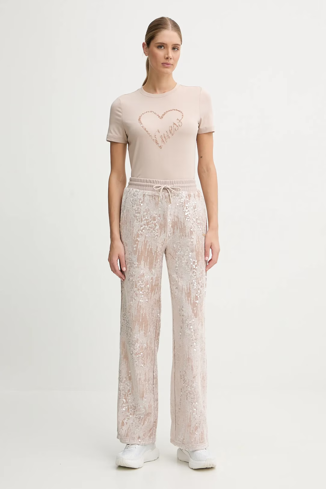 Calças com Latejoulas e Veludo Nude - Guess 5