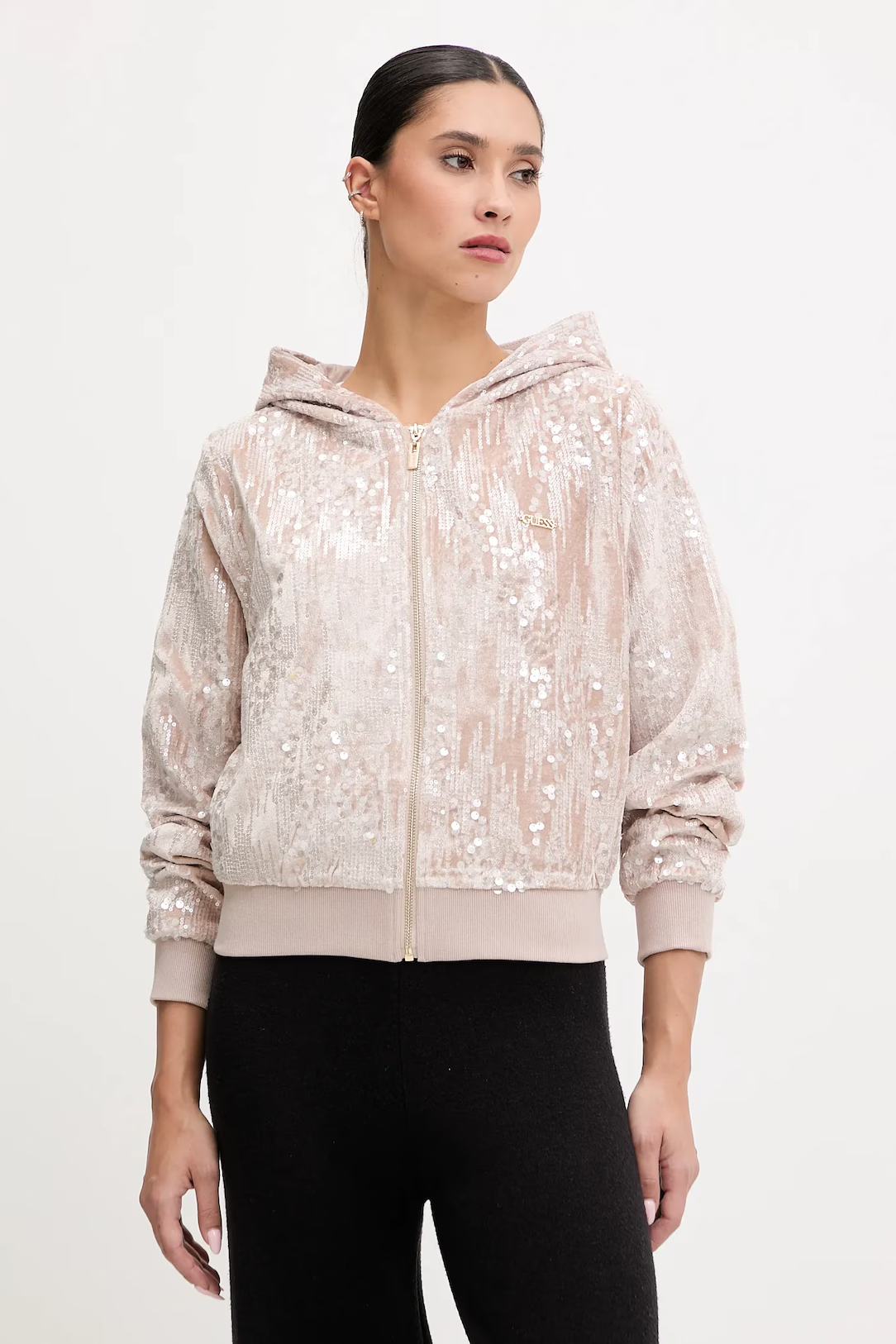 Casaco com Latejoulas e Veludo Nude - Guess 1