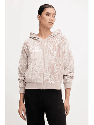 Casaco com Latejoulas e Veludo Nude - Guess