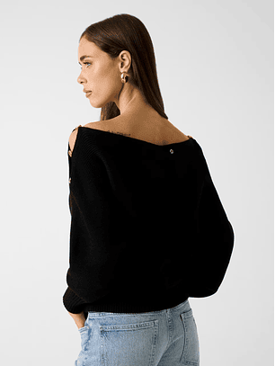 Camisola de Malha com Abreturas JAMIA Preto - Guess 