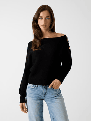 Camisola de Malha com Abreturas JAMIA Preto - Guess 