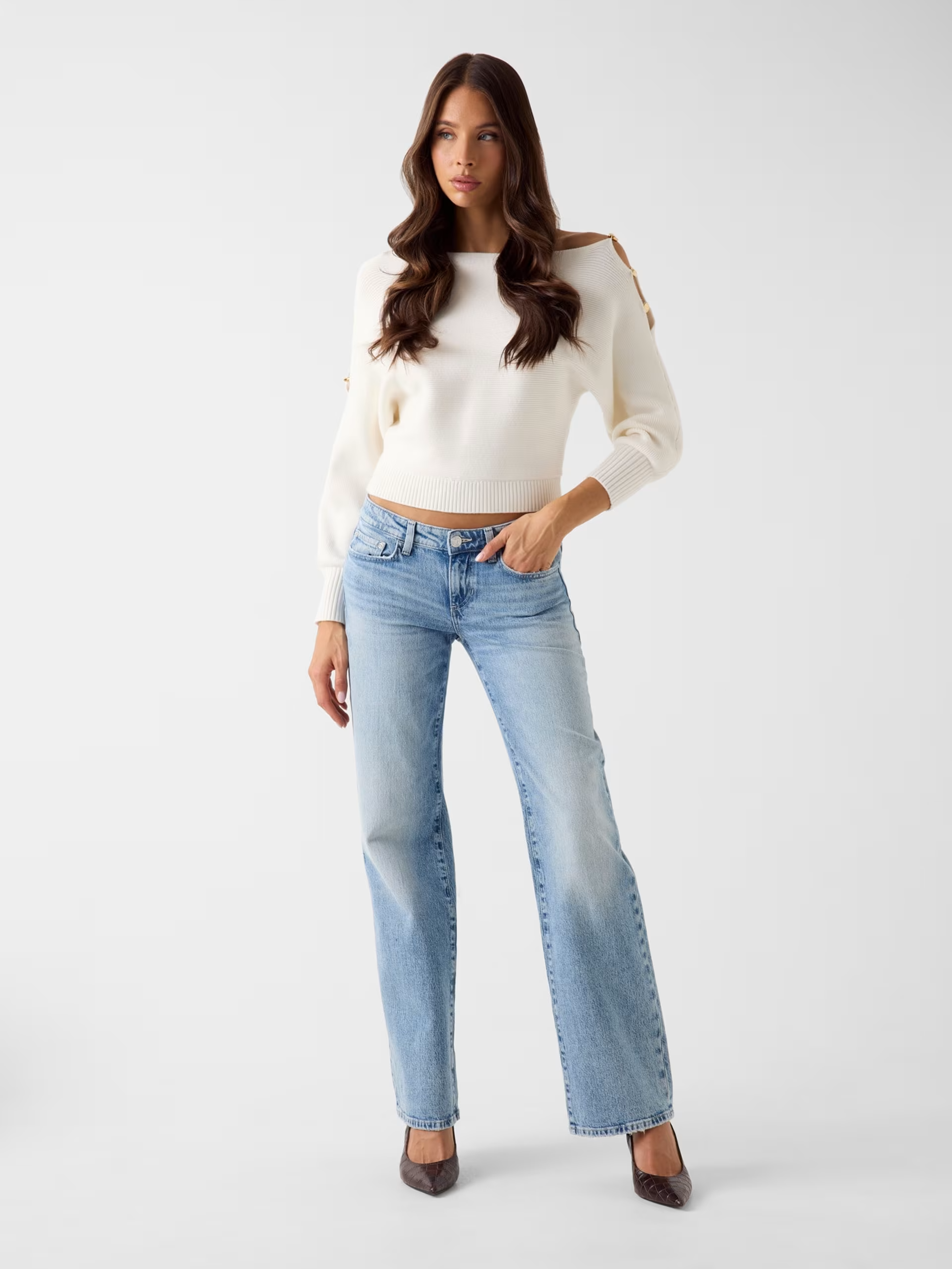 Camisola de Malha com Abreturas JAMIA Branco - Guess 3