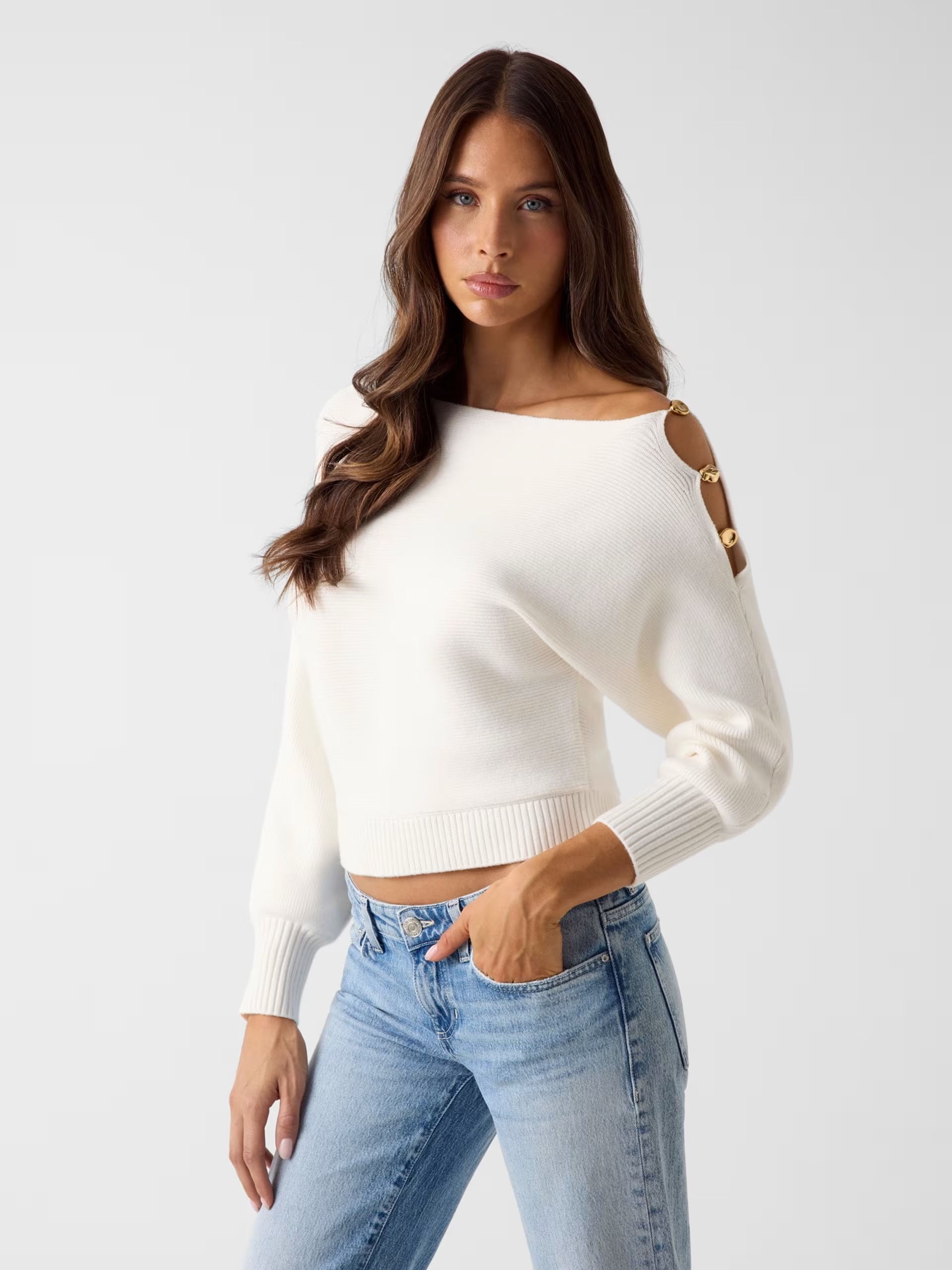 Camisola de Malha com Abreturas JAMIA Branco - Guess 1