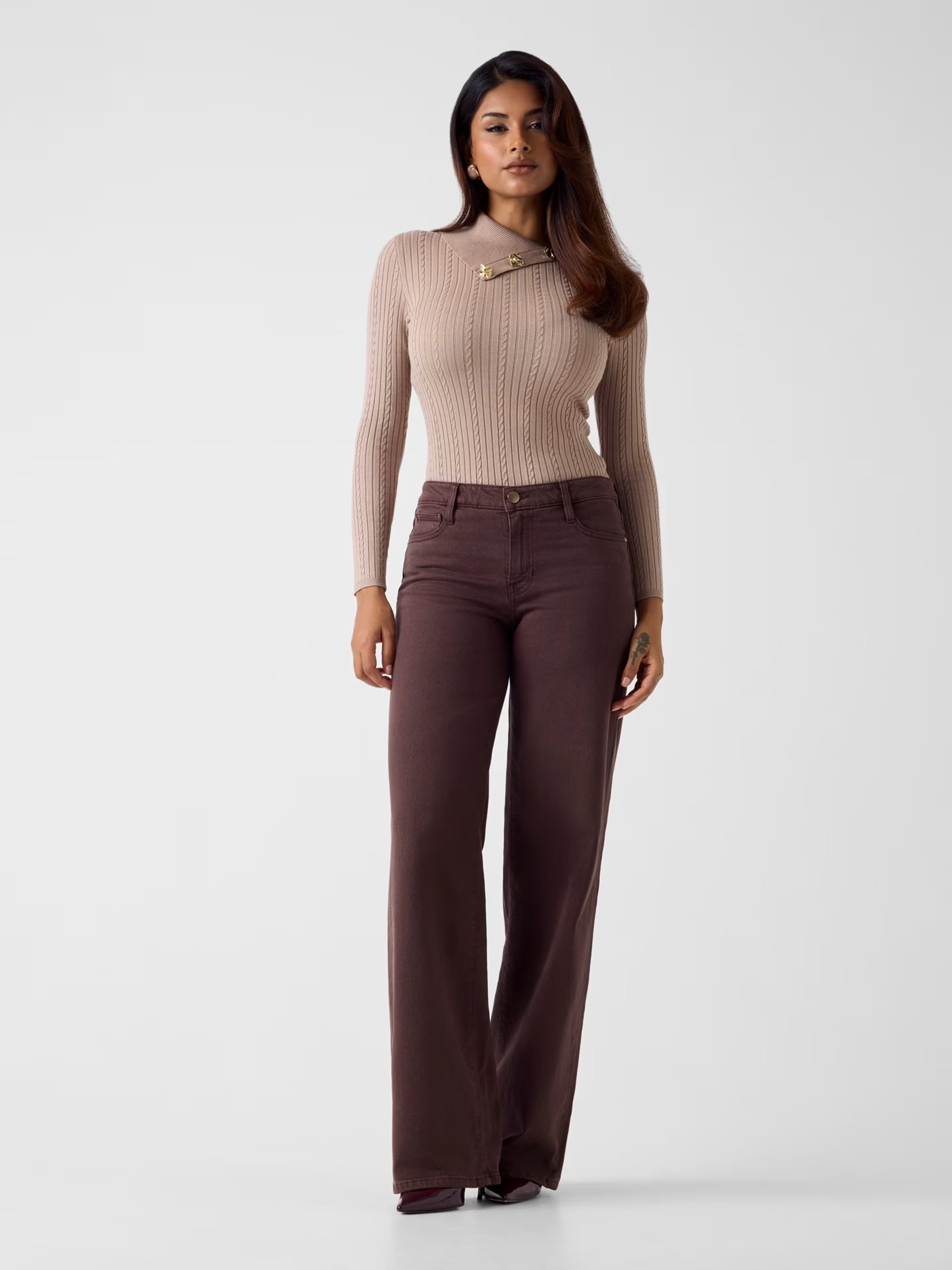 Camisola de Malha Gola Alta PRSICILLA Bege - Guess  4