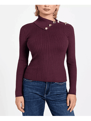 Camisola de Malha Gola Alta PRSICILLA Vinho - Guess
