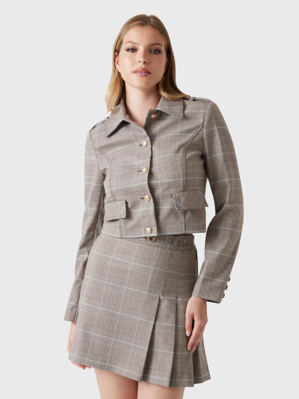 Casaco GERALDINA Príncipe de Gales Taupe - Guess  1