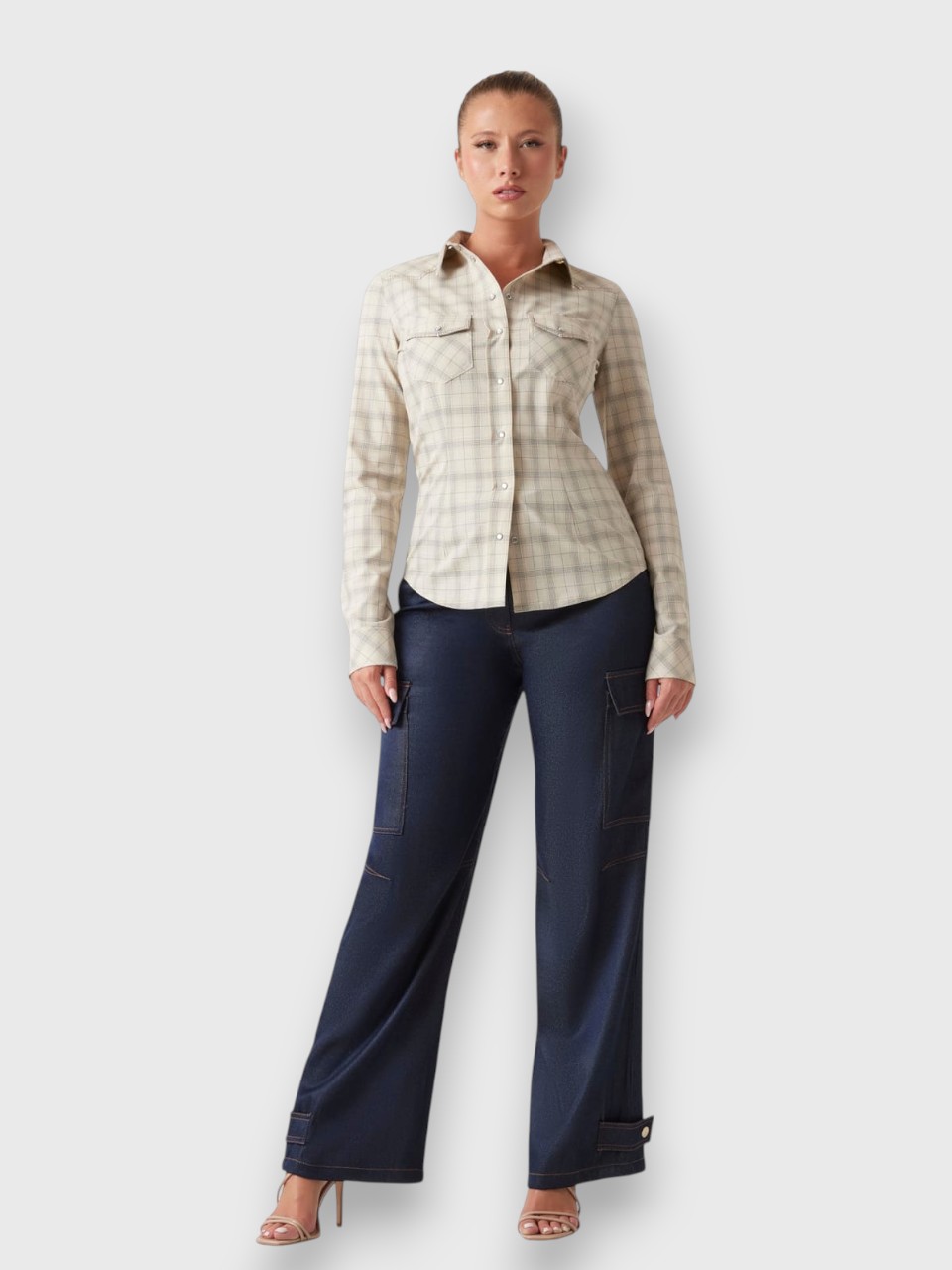 Camisa Xadrez BRIANA Bege - Guess 3