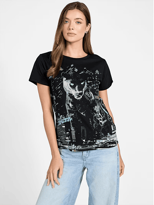 T-shirt Pantera Preto  - Guess