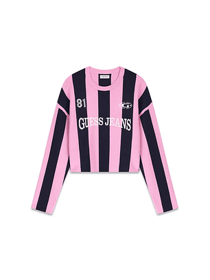 Camisola de Malha Riscas Rosa e Azul - Guess Jeans