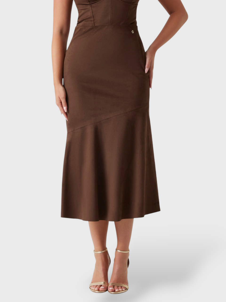 Saia em Pele de Pêssego NUNZIA Castanho - Guess  1