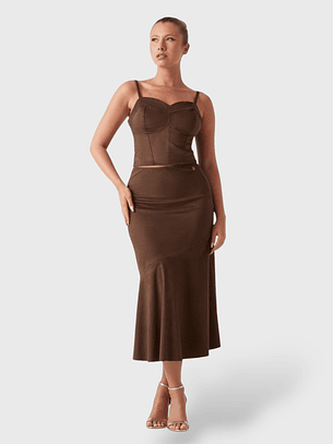 Saia em Pele de Pêssego NUNZIA Castanho - Guess 