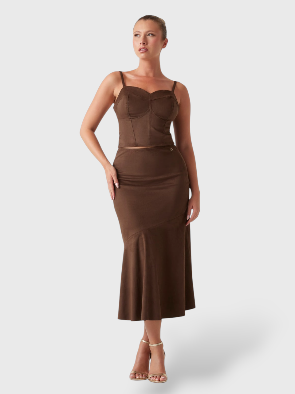 Saia em Pele de Pêssego NUNZIA Castanho - Guess  2