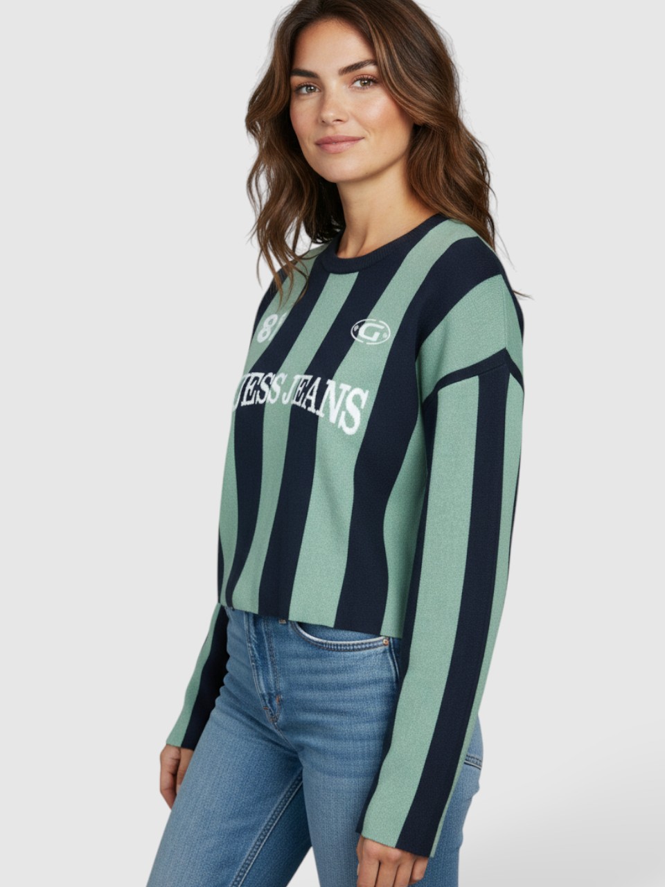 Camisola de Malha Riscas Rosa e Azul - Guess Jeans 2