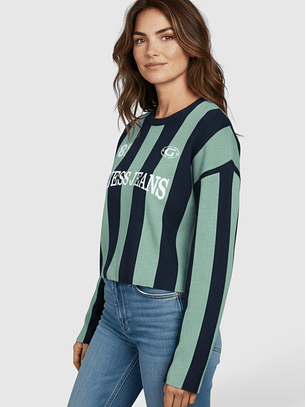 Camisola de Malha Riscas Rosa e Azul - Guess Jeans