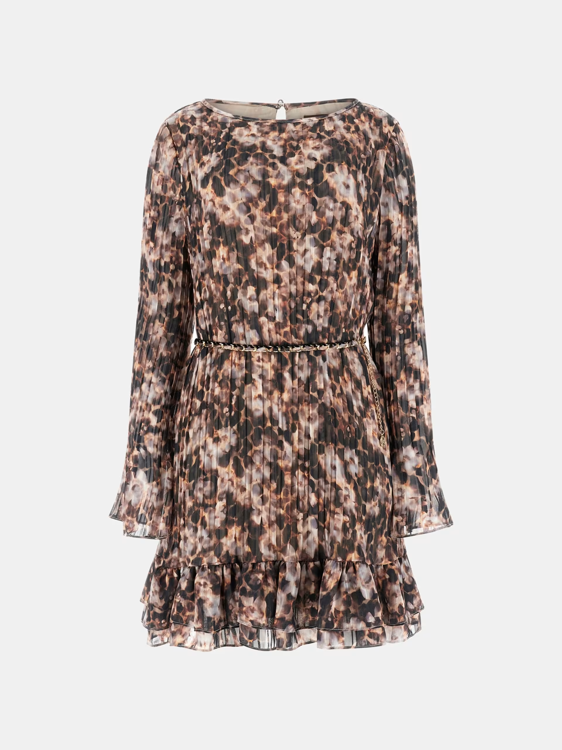 Vestido Curto Plissado ILENIA Castanho - Guess  4