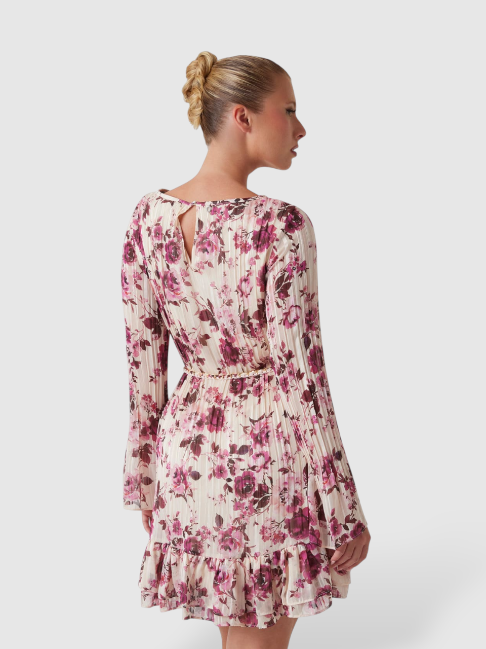 Vestido Curto Plissado ILENIA Floral Rosa - Guess  3