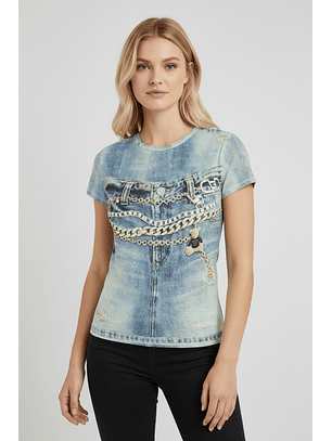 T-shirt Denim Cintos Ganga - Guess
