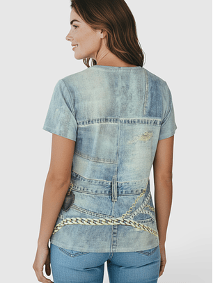 T-shirt Denim Cintos Ganga - Guess