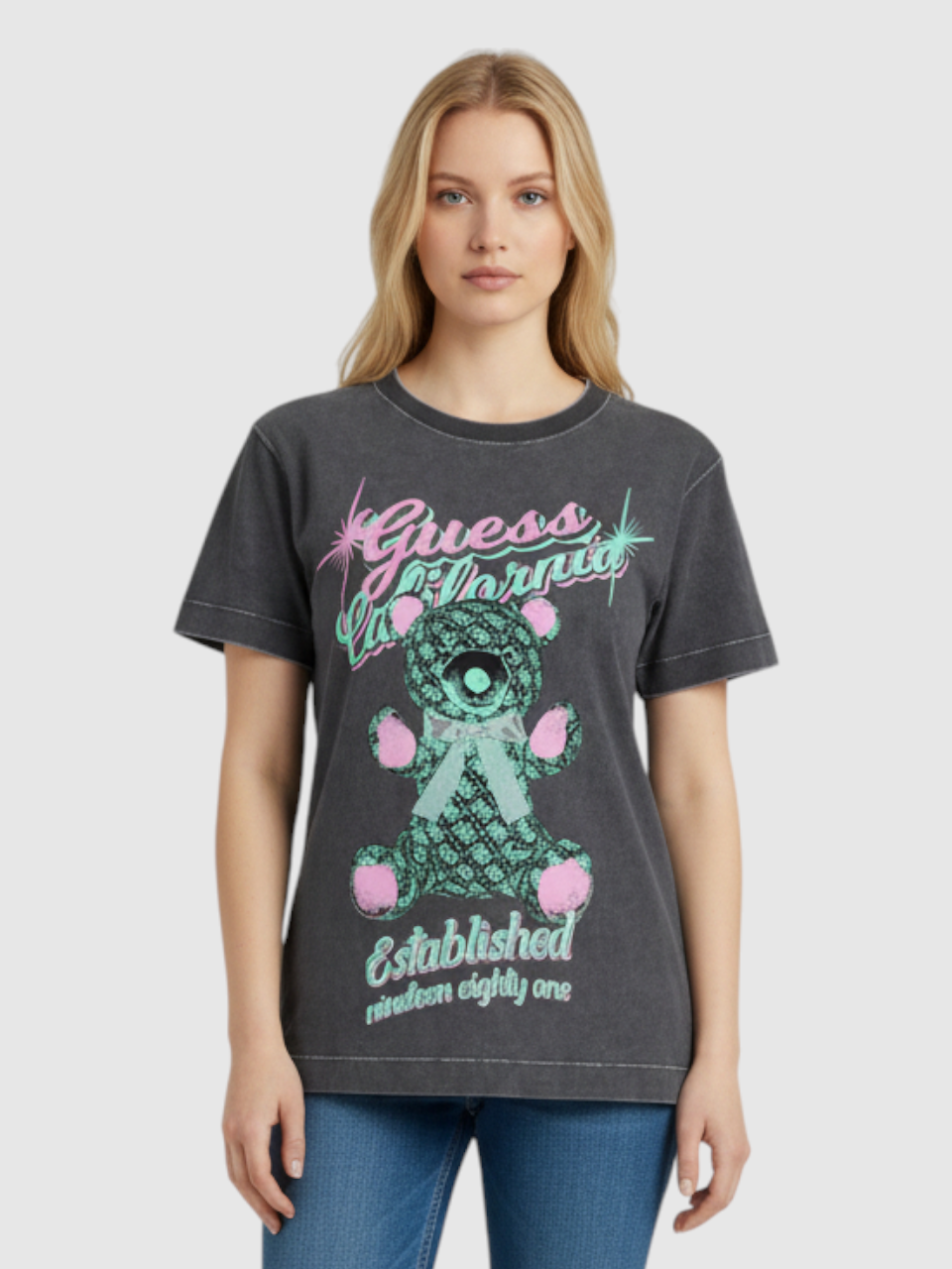 T-shirt Urso Neon Preto - Guess  1