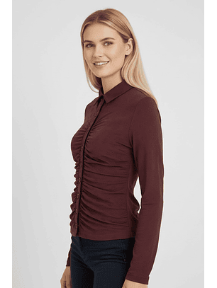 Camisa Drapeada SHIRRING Bordeaux - Guess