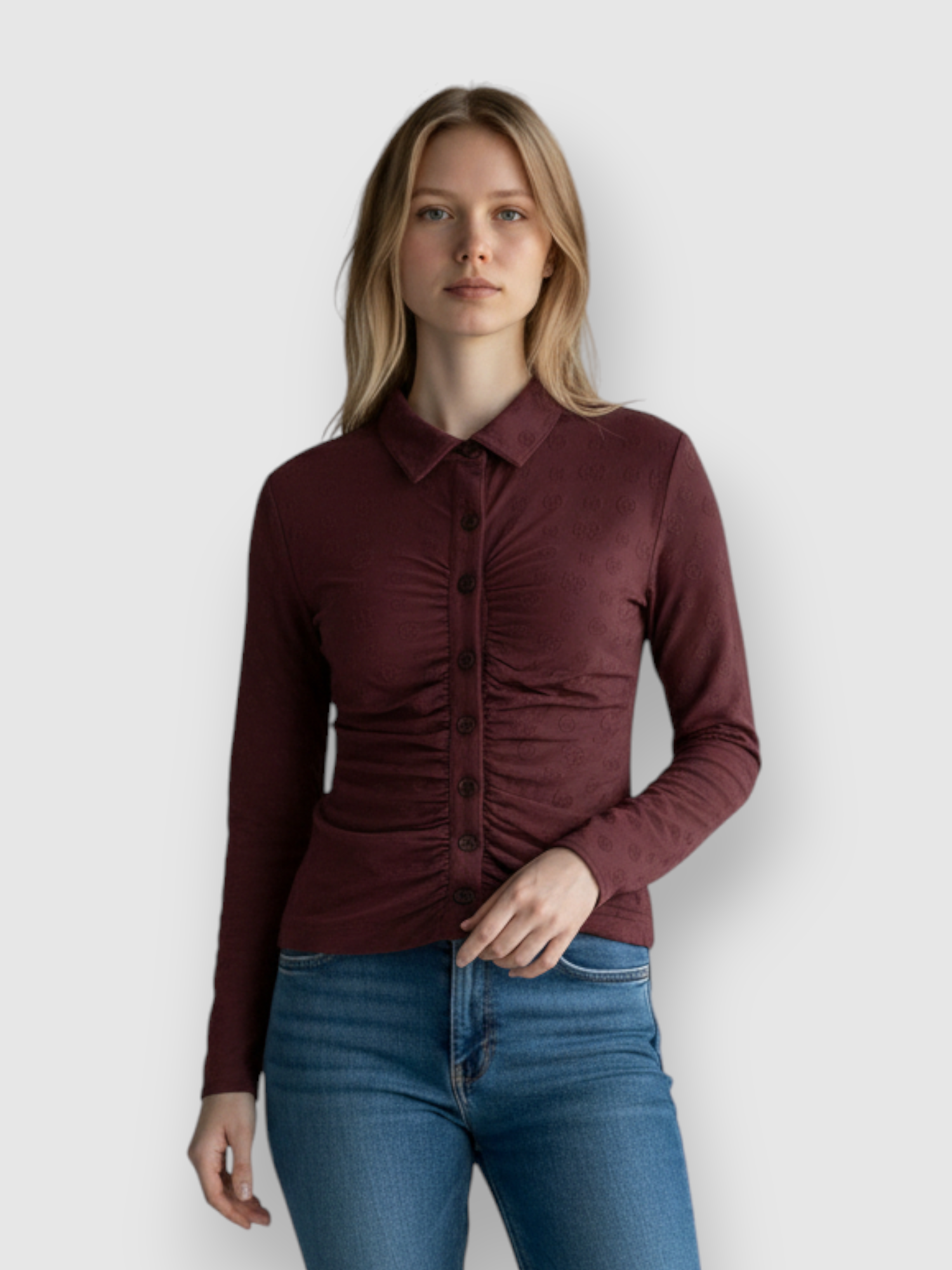 Camisa Drapeada SHIRRING Bordeaux - Guess 2