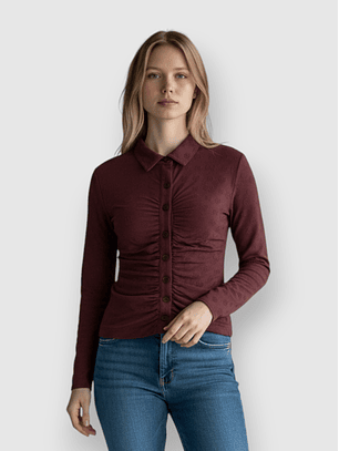 Camisa Drapeada SHIRRING Bordeaux - Guess