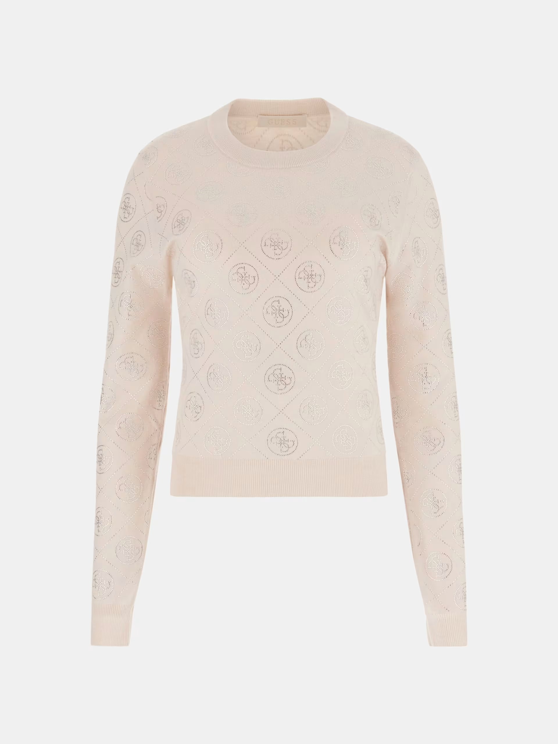 Camisola de Malha Logo em Strass Bege - Guess  5