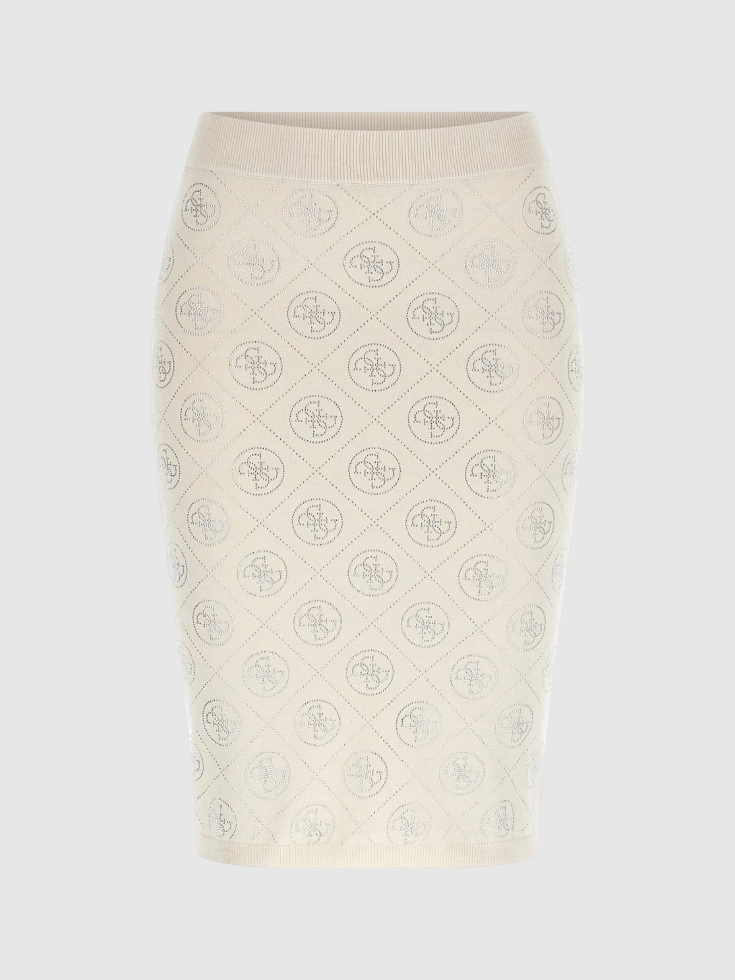 Saia em Malha Logo em Strass Bege - Guess 5