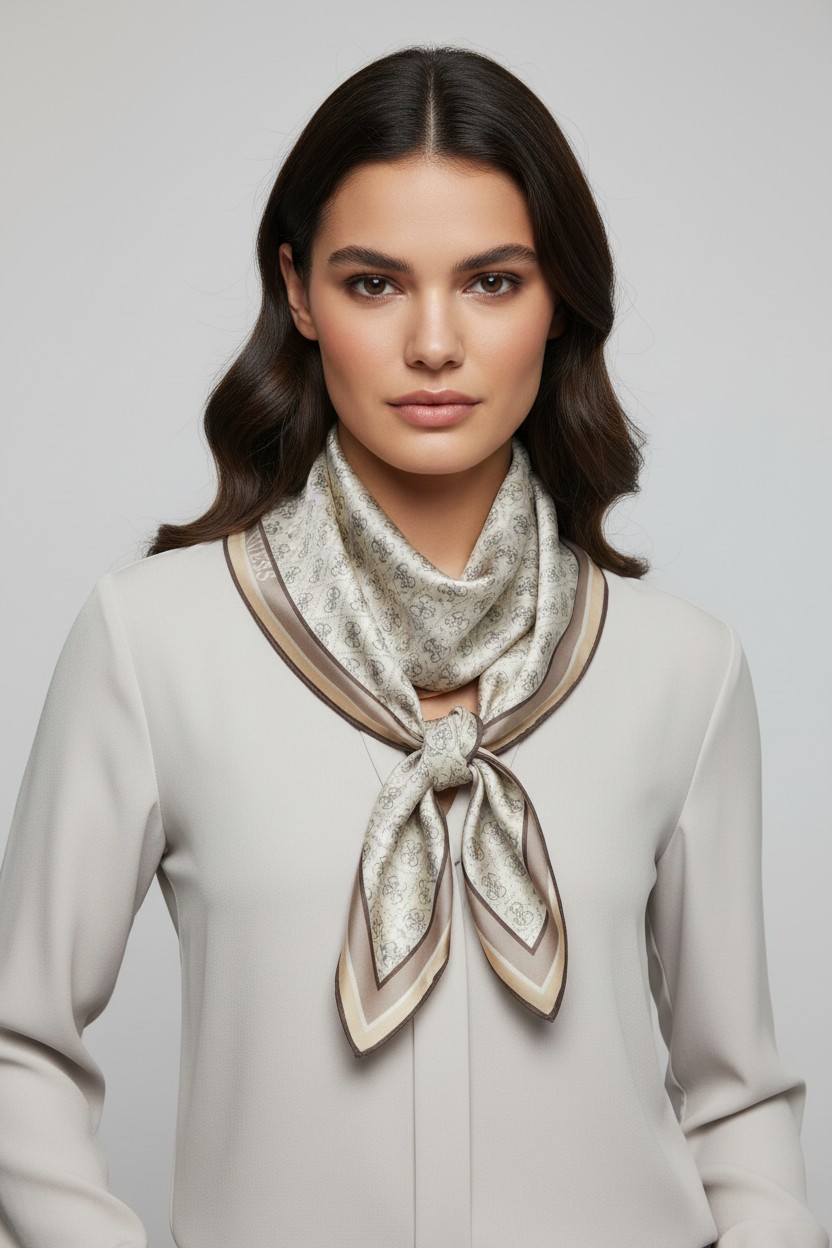 Lenço Quadrado LILY Logo Bege - Guess 3