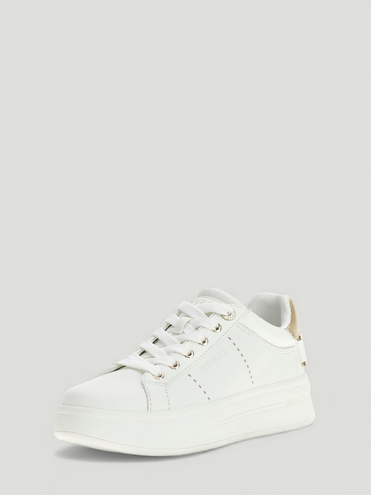 Ténis WESLI com Aplicação Dourada Branco - Guess  2