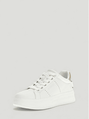 Ténis WESLI com Aplicação Dourada Branco - Guess 