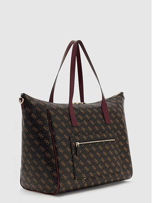 Mala de Ombro LATONA Logo Castanho e Bordeaux - Guess