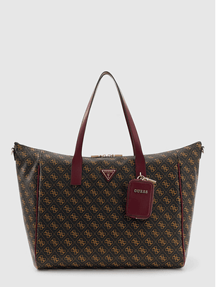 Mala de Ombro LATONA Logo Castanho e Bordeaux - Guess