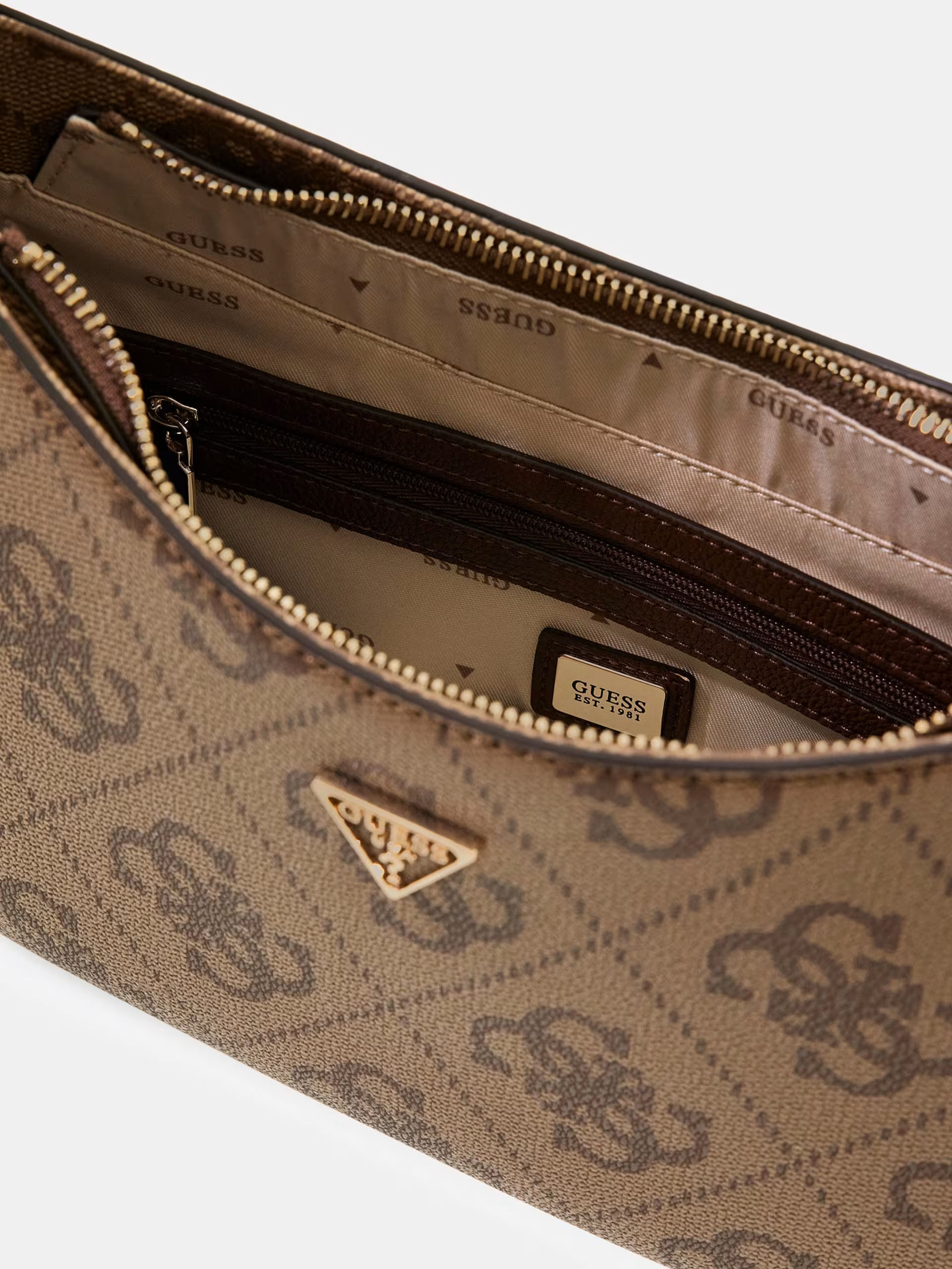 Mala de Ombro Baguette Logo Expandido Bege - Guess 4