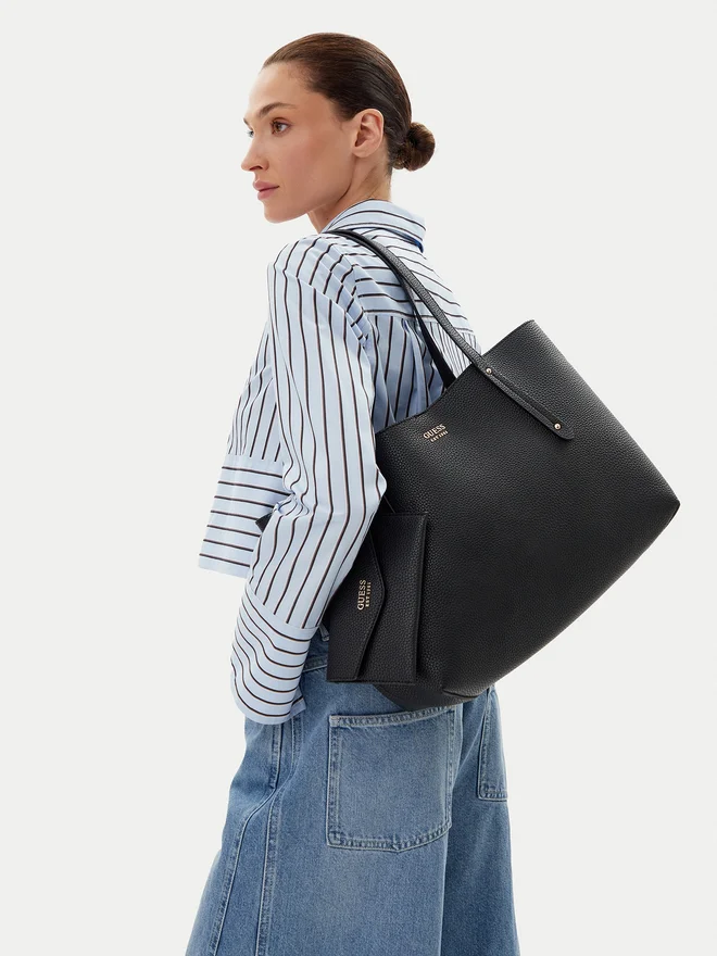 Mala de Mão de Ombro Reversivel BRENTON Preto / Nude - Guess 4