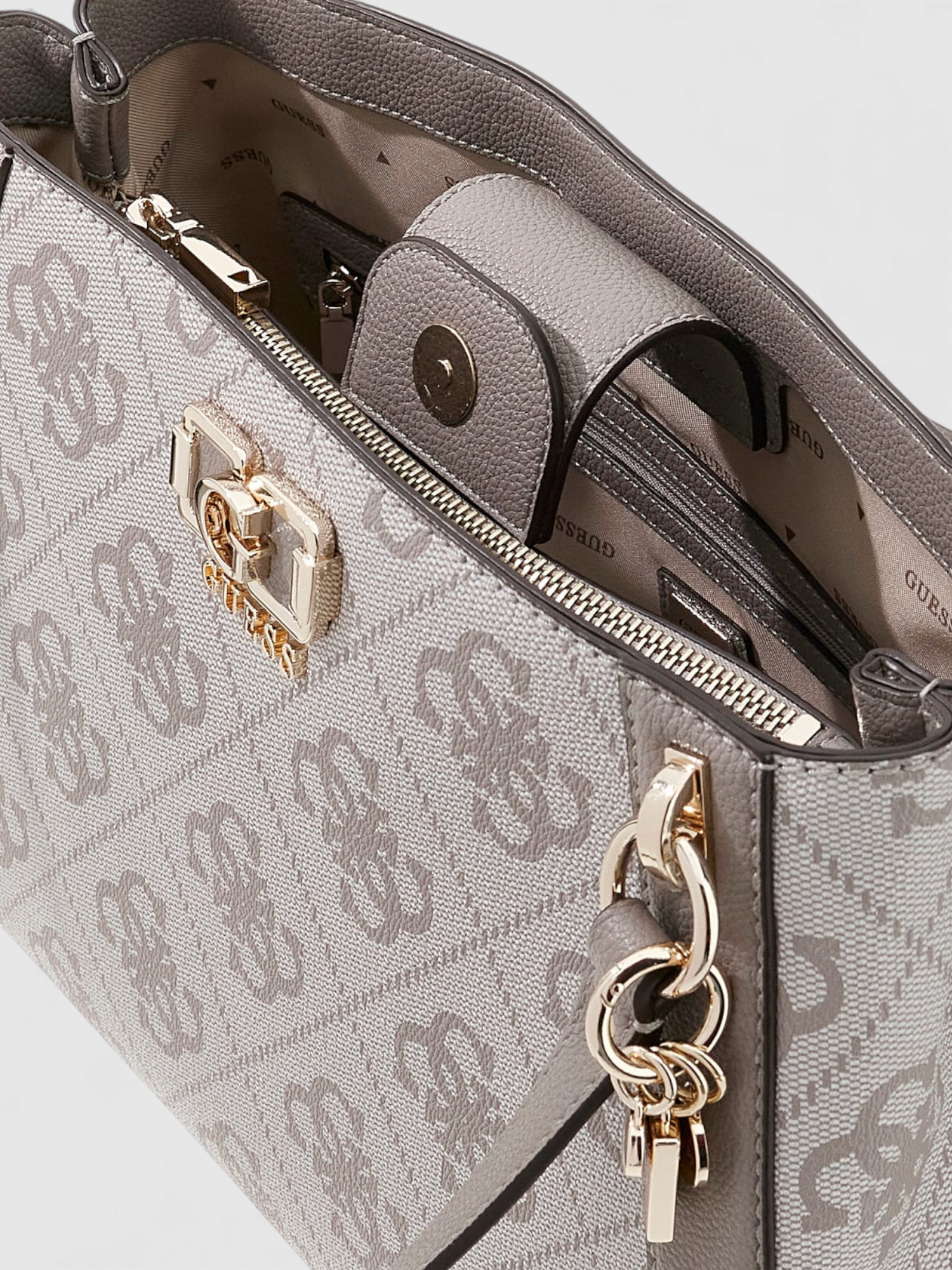 Mala de Ombro KARNILLA Logo Taupe - Guess  3