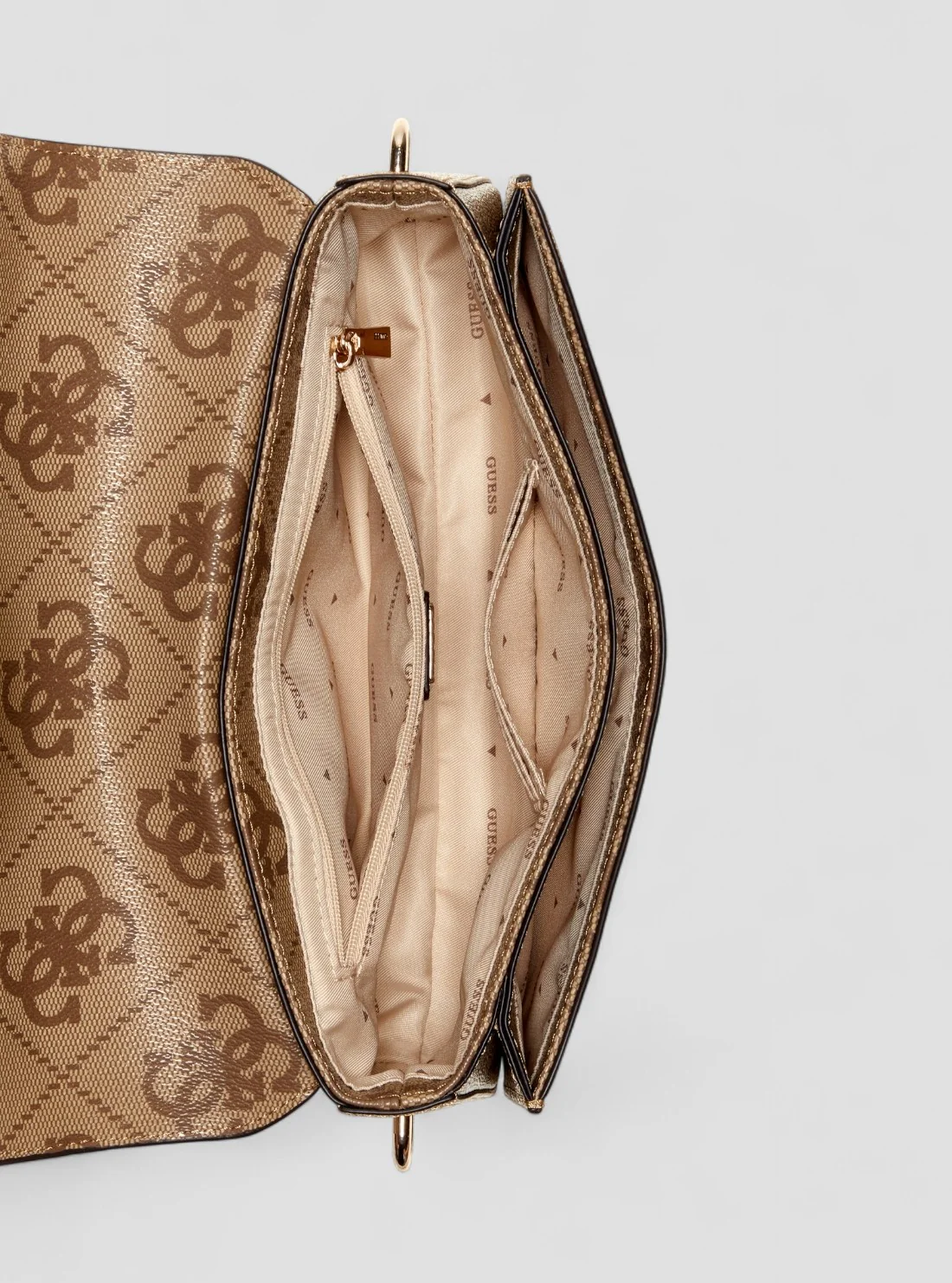 Mala de Ombro SADIE Logo Expandido Bege - Guess  4