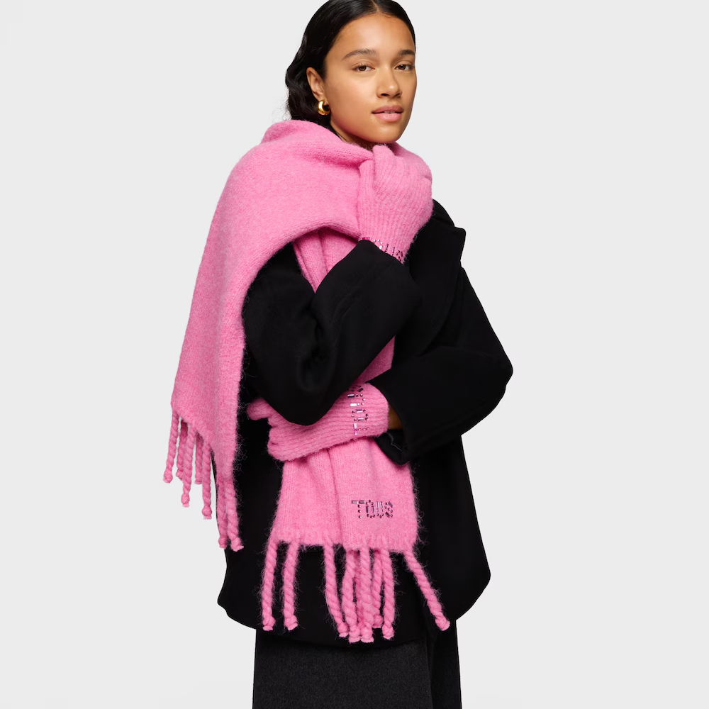 Cachecol Crystal com Strass Rosa -  Tous 3