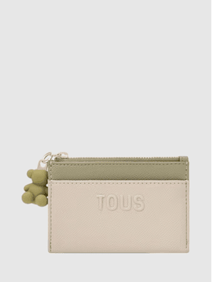 Carteira Audree saffiano Taupe / Verde - Tous 