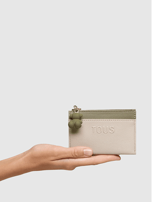 Carteira Audree saffiano Taupe / Verde - Tous 