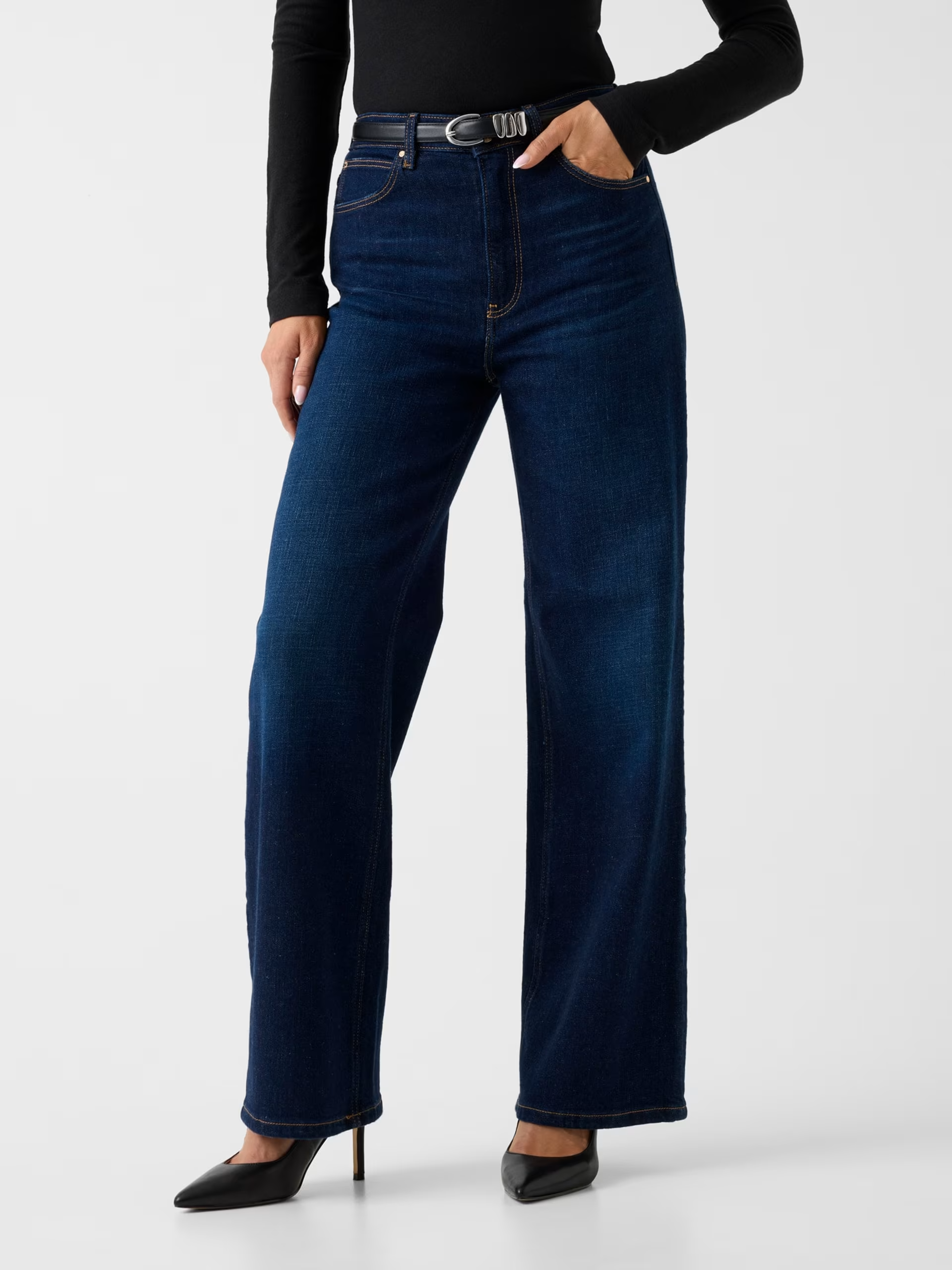 Calças Wide Leg Ganga Escura - Guess 1