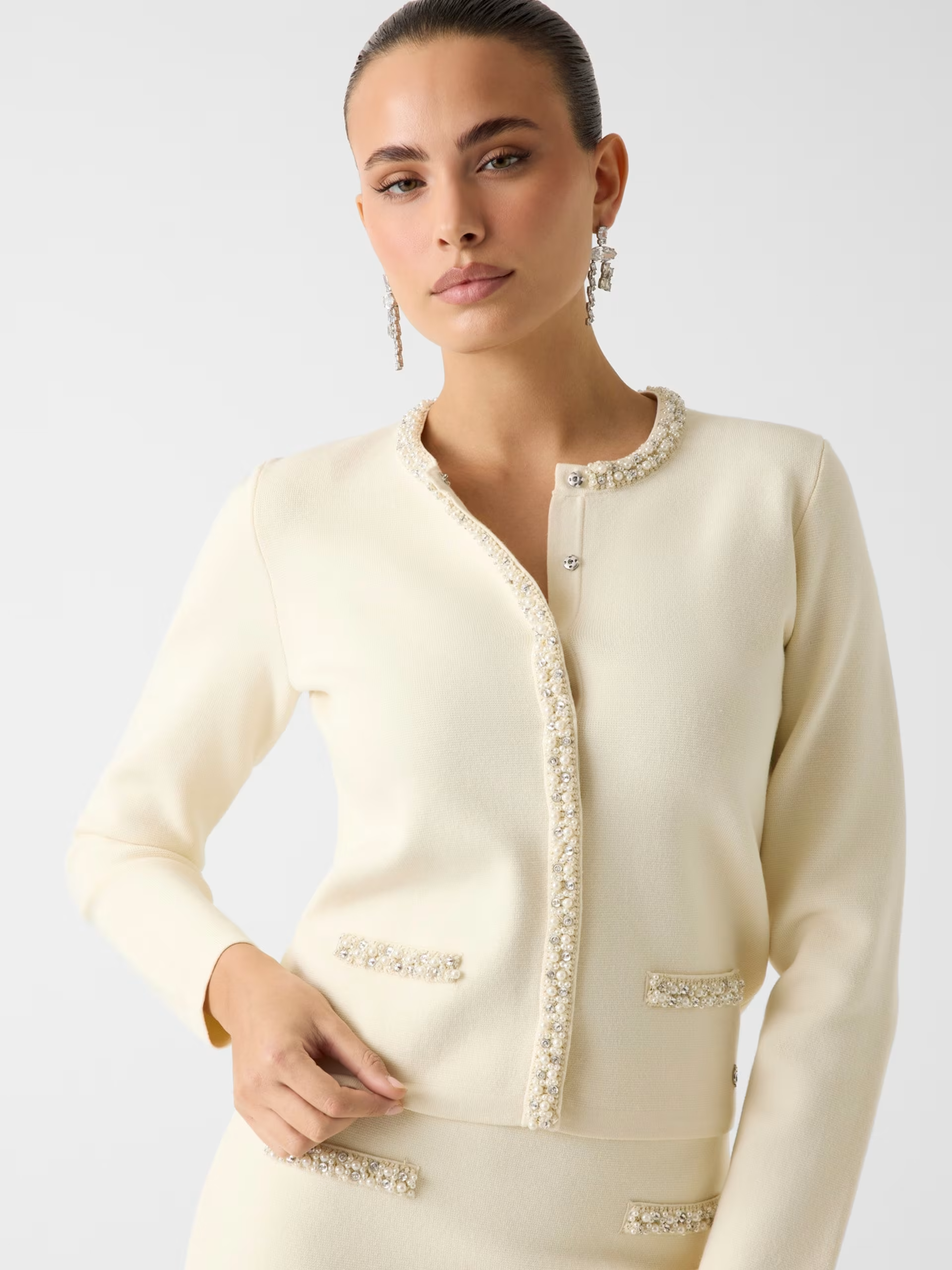 Casaco em Malha com Pérolas RAINA Branco  - Guess 2