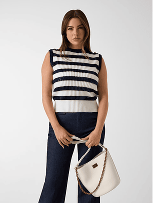 Colete em Malha Azul e Branco - Guess Marciano