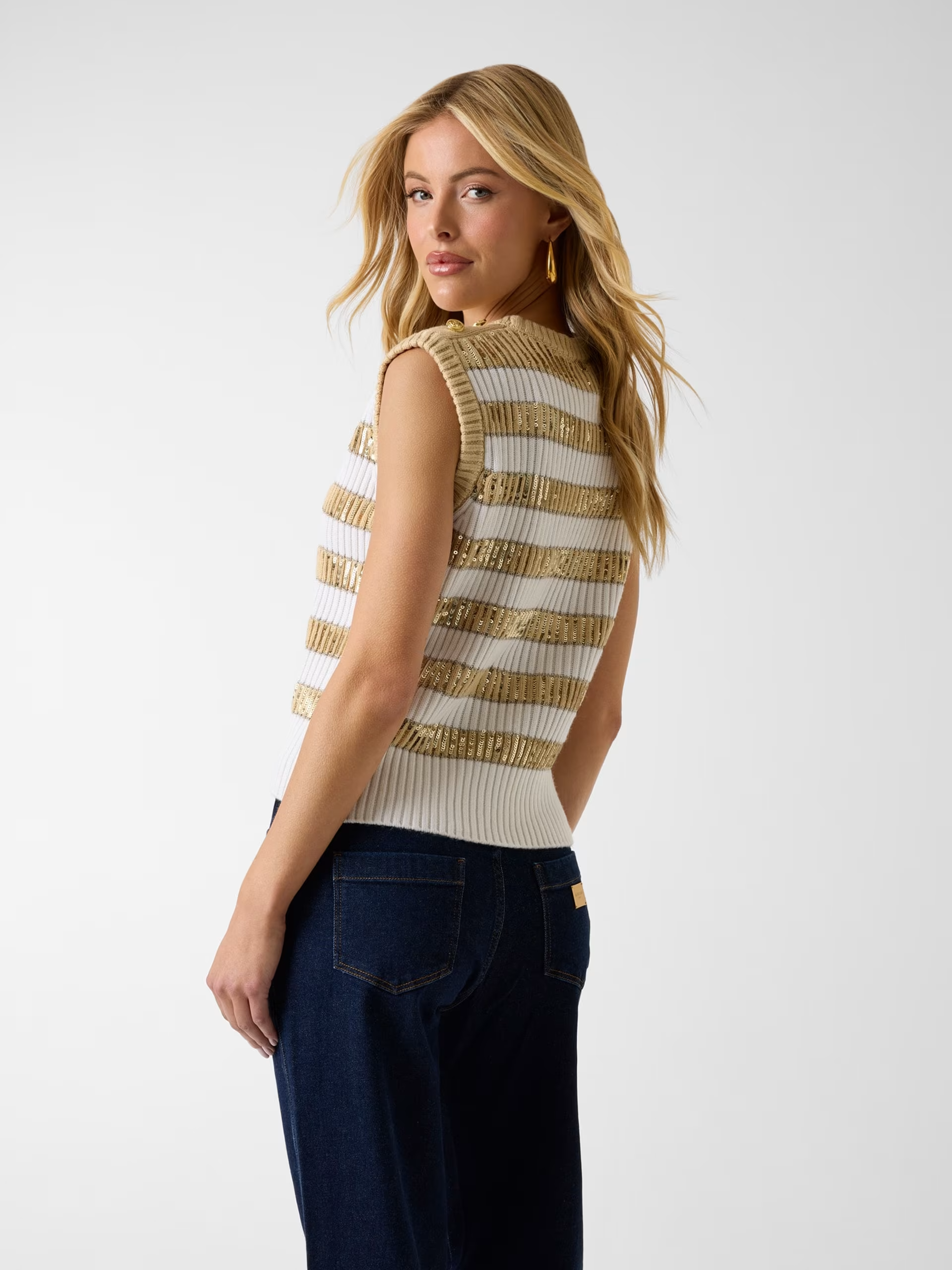 Colete em Malha Bege e Branco - Guess Marciano 2