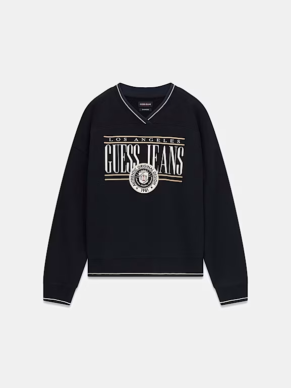 Sweat Decote em V Preto - Guess Jeans 5