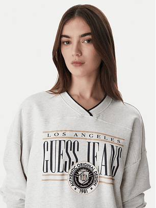 Sweat Decote em V Cinza - Guess Jeans