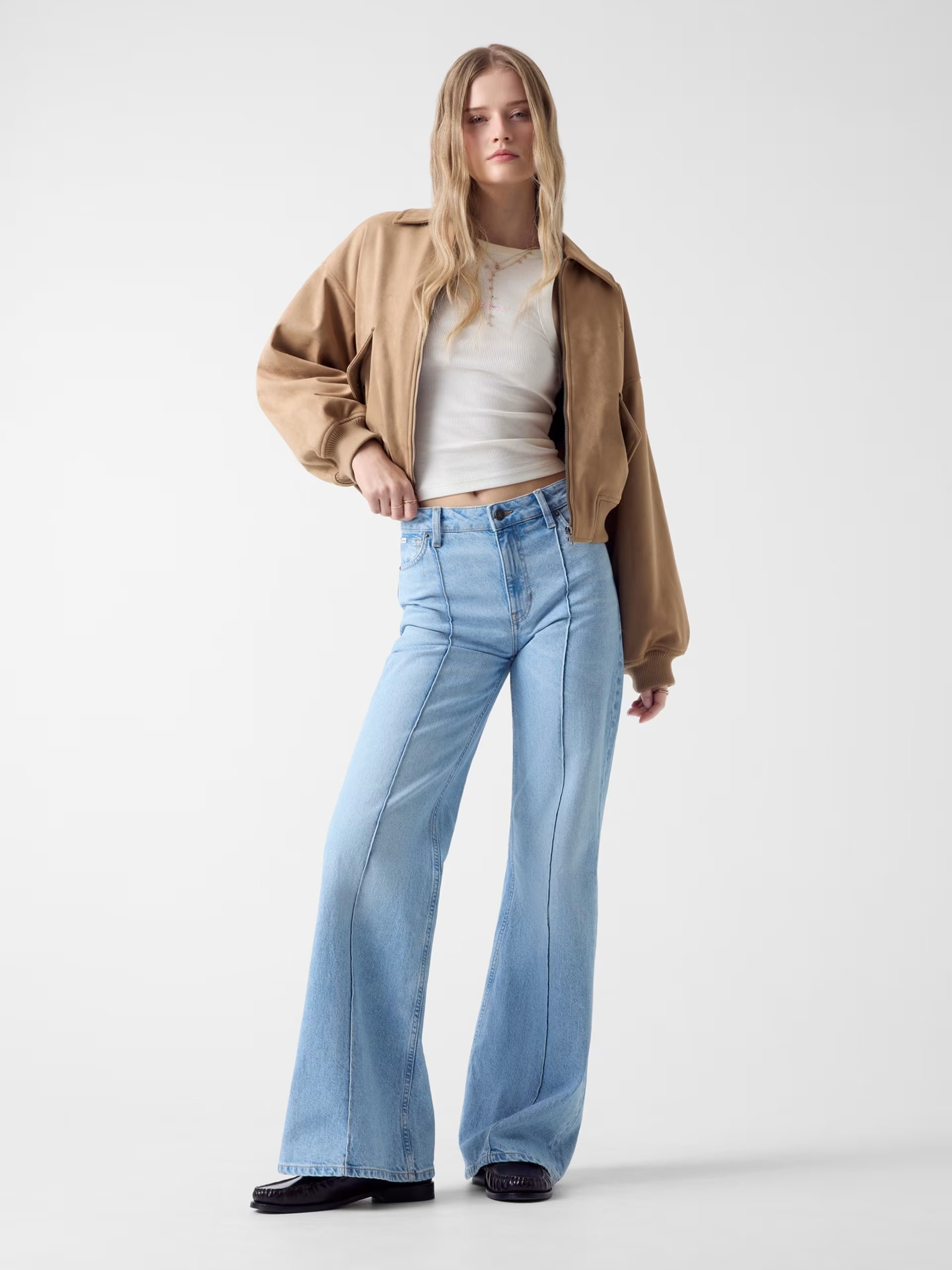 Calças Flare com Nervura Ganga Clara - Guess Jeans 4